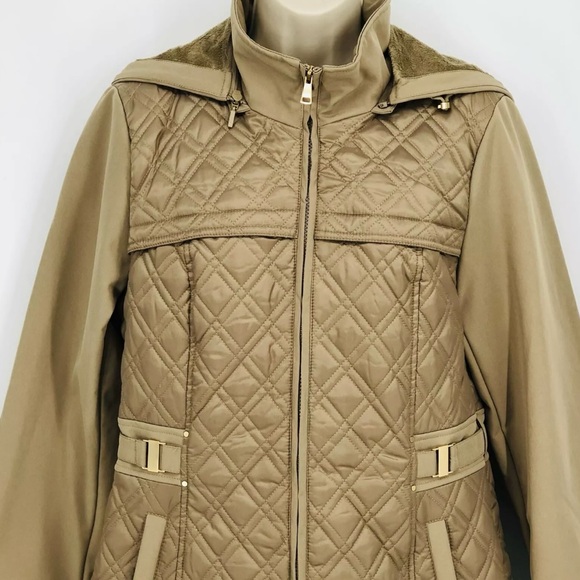 Jones New York Women's Hooded Quilted Pattern Button Zip Front Jacket Medium NWT - Picture 7 of 11